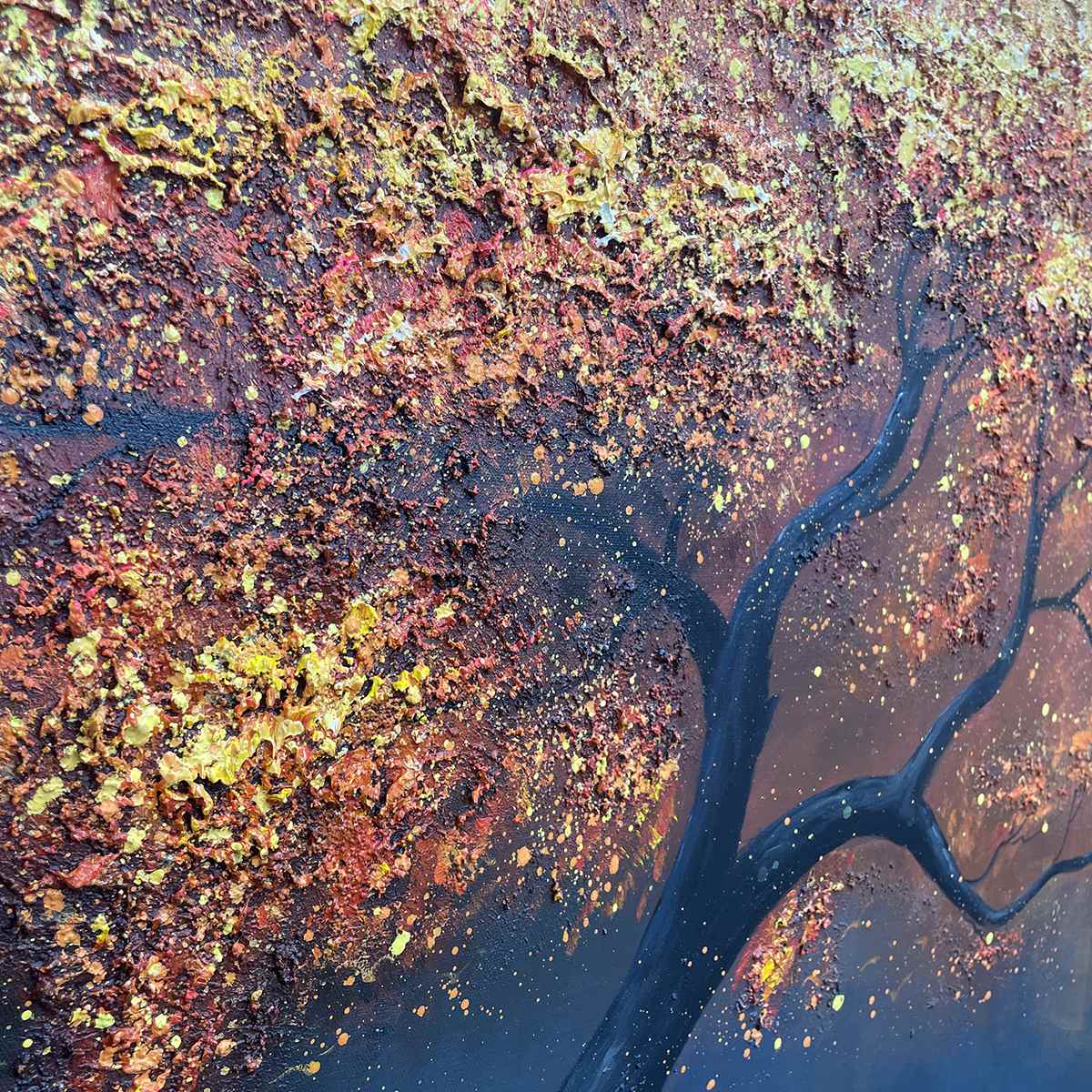 GOLDEN HOUR: Textured Tree Painting, Impasto Wall Art, Panoramic Canvas, Landscape Decor