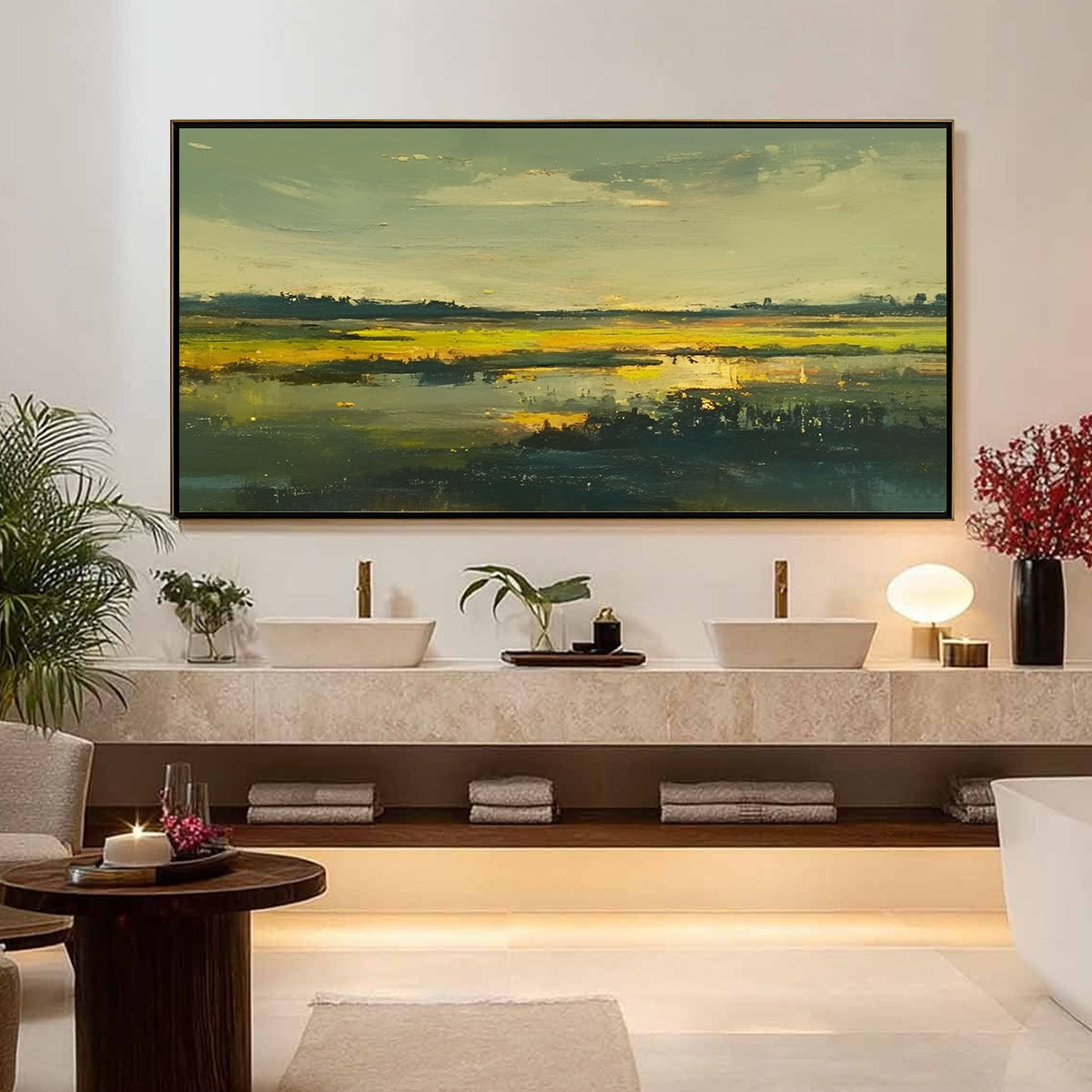 GOLDEN MARSH: Abstract Impressionist Landscape Painting