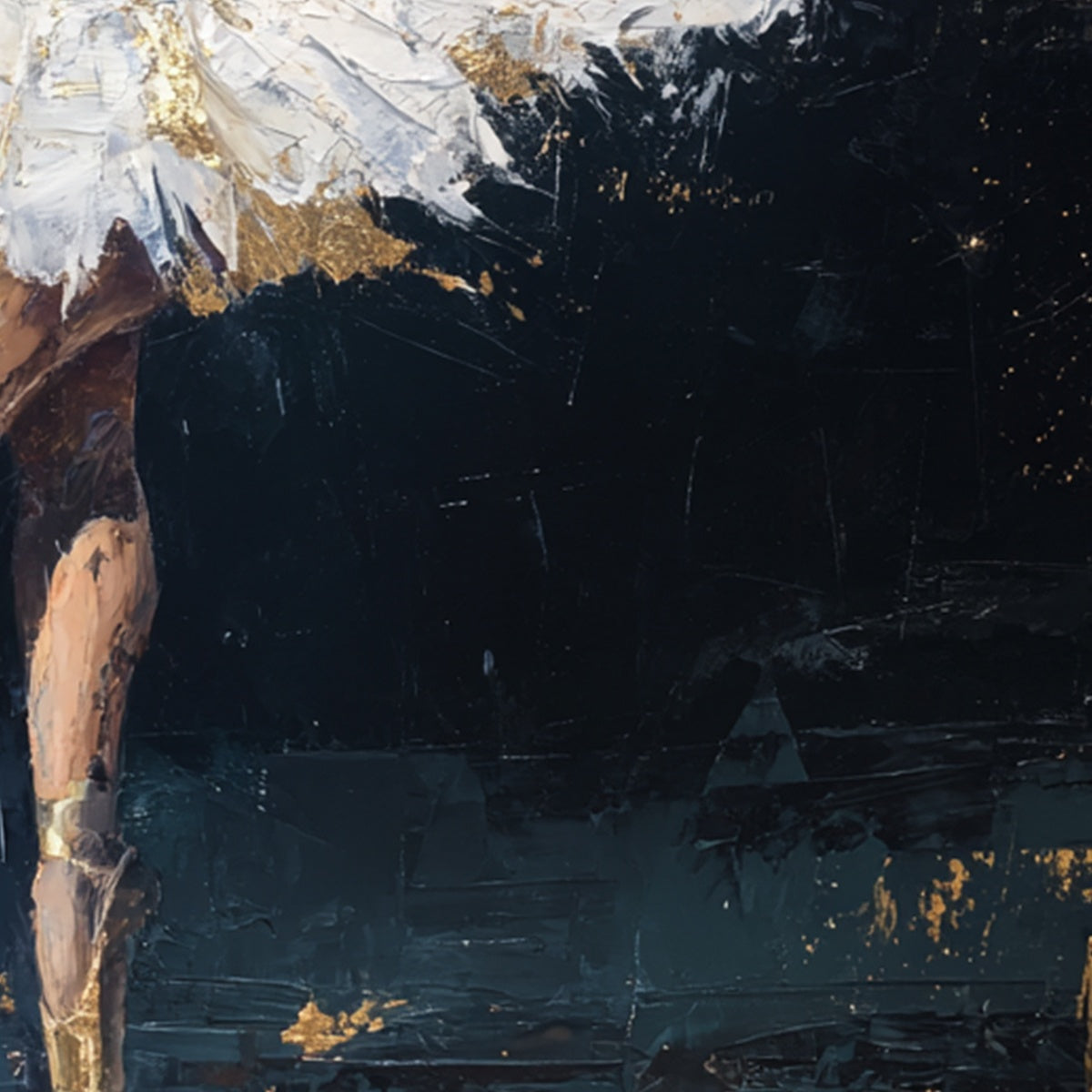 GOLDEN REVERIE: Textured Gold Leaf Ballerina Portrait Painting