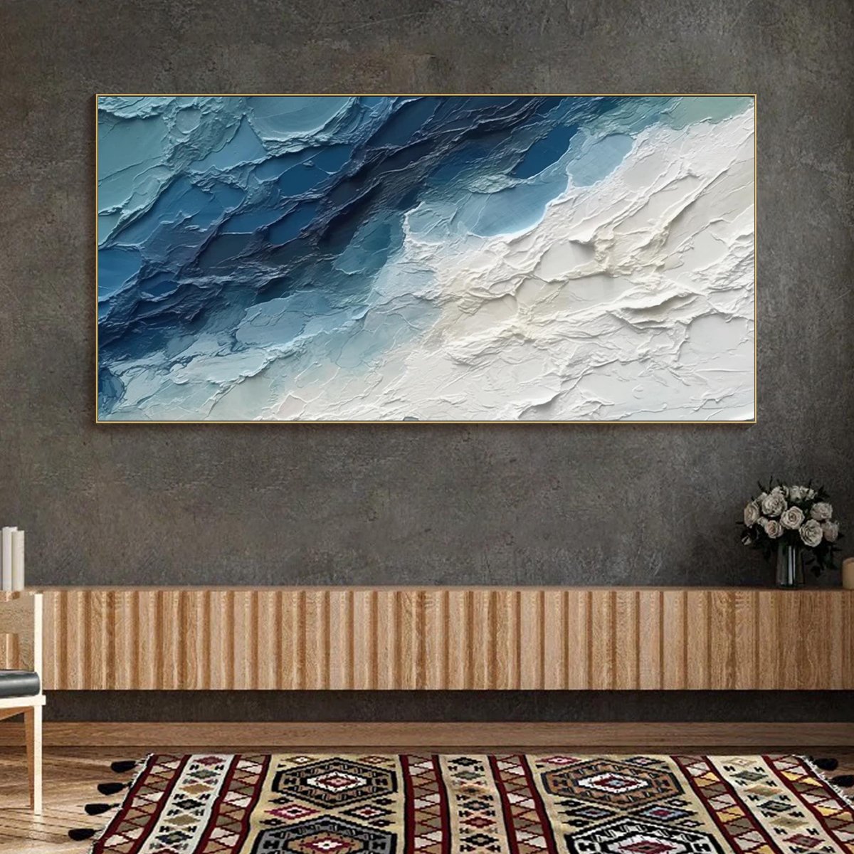 GOLDEN SURGE: Textured Impasto Ocean Sunrise Wave Oil Painting