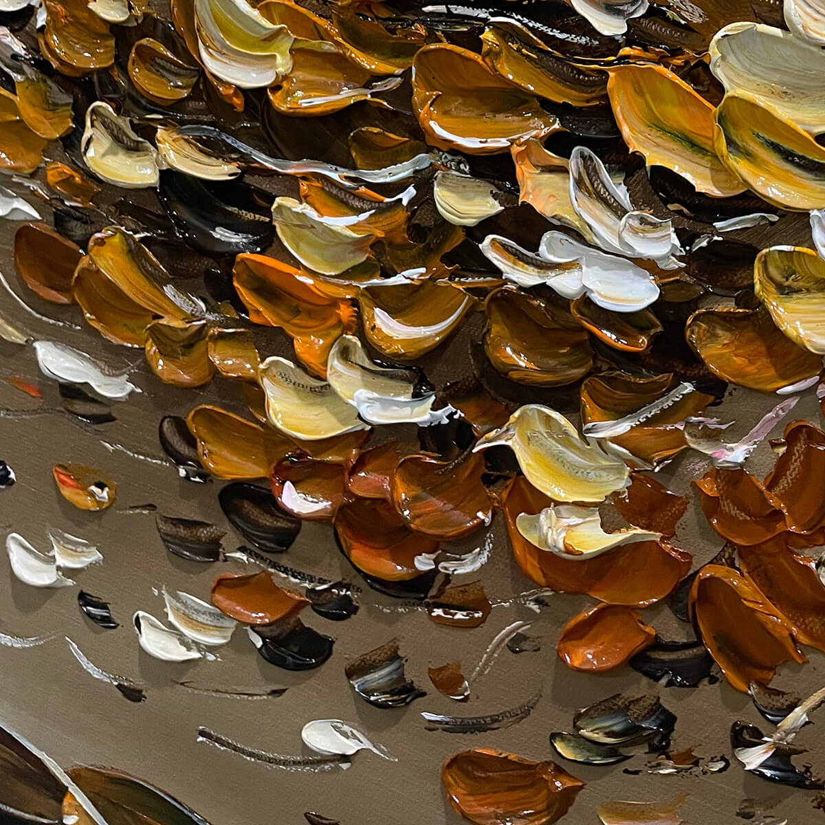 GOLDEN WHISPERS: Textured Golden Tree Impasto Oil Painting