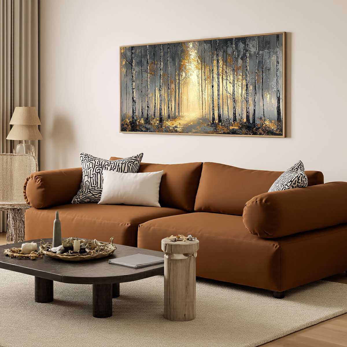 GOLDEN WOODS: Atmospheric Forest Landscape Oil Painting