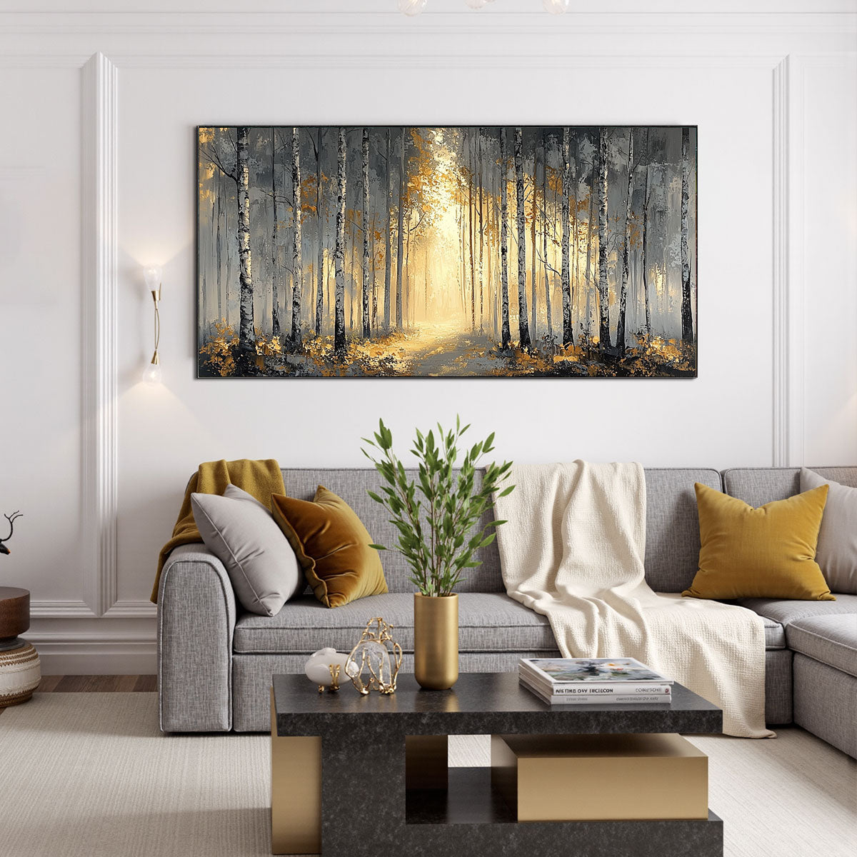 Golden Woods: Original Atmospheric Forest Landscape Oil Painting - Tranquil Forest Wall Art Decor