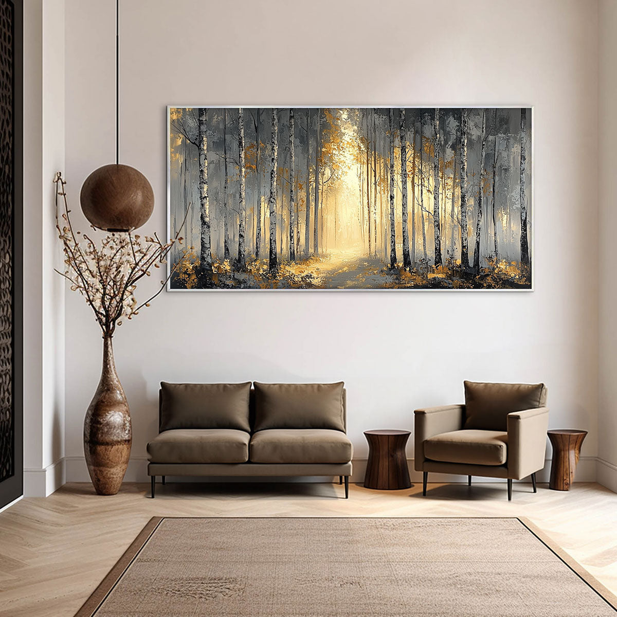 GOLDEN WOODS: Atmospheric Forest Landscape Oil Painting