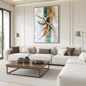 Grace in Motion: Original Abstract Figurative Oil Painting - Colorful Vertical Dancer Wall Art