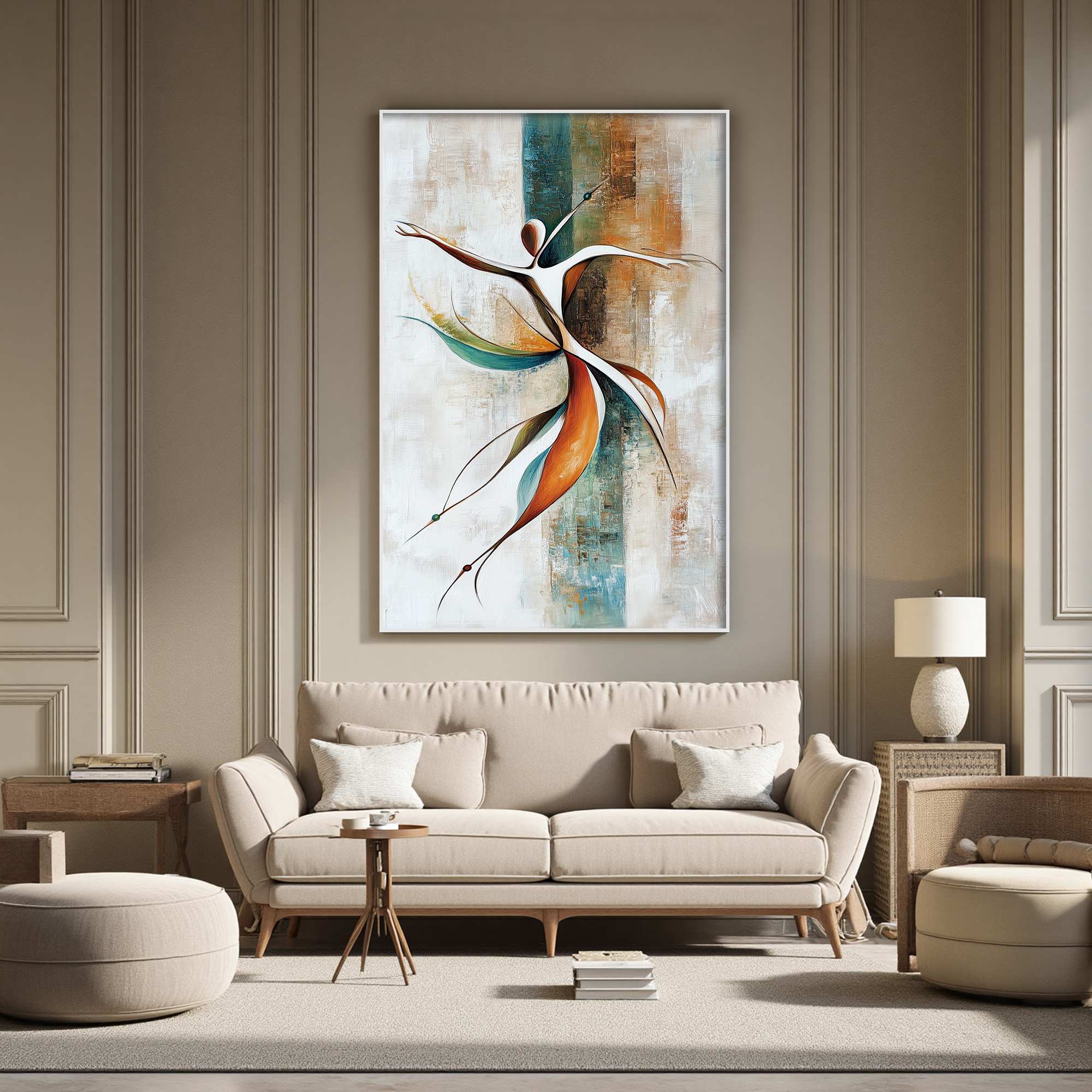 GRACE IN MOTION: Expressive Abstract Figure Oil Painting
