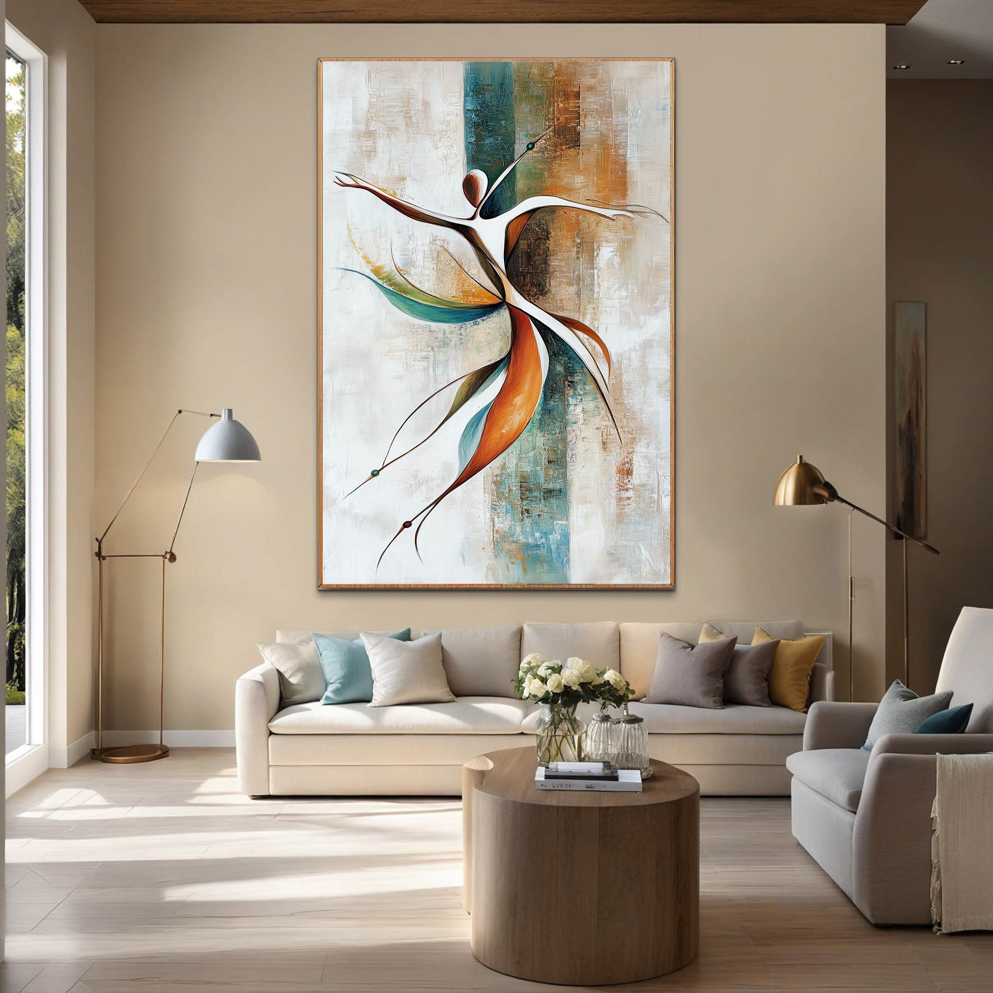GRACE IN MOTION: Expressive Abstract Figure Oil Painting