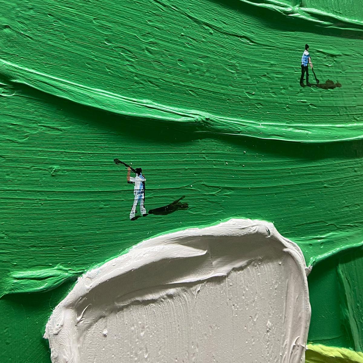 GREEN SWING: Textured Impasto Golf Scene Painting