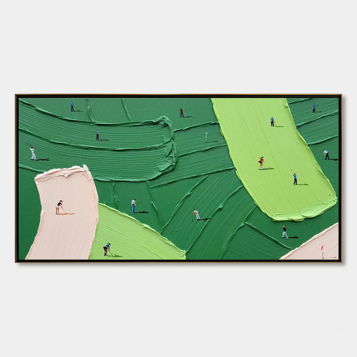 GREEN SWING: Textured Impasto Golf Scene Painting