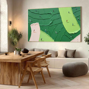 GREEN SWING golf impasto oil painting – textured sports wall art