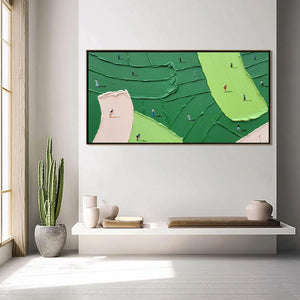 GREEN SWING golf impasto oil painting – textured sports wall art