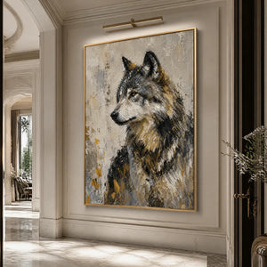 GREY ALPHA: Textured Wolf Portrait Painting