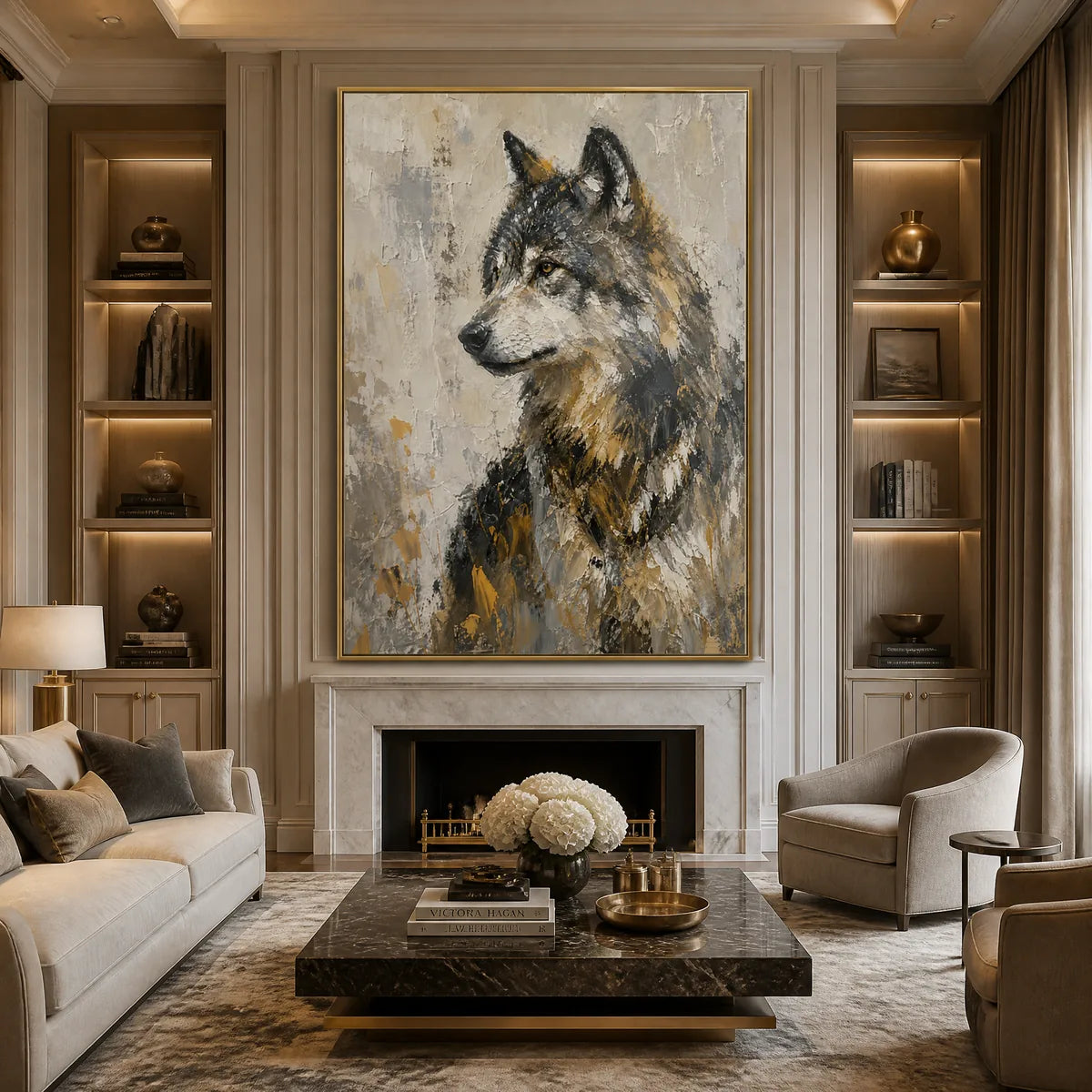 GREY ALPHA: Textured Wolf Portrait Painting
