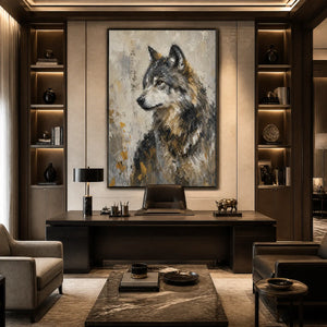 GREY ALPHA: Textured Wolf Portrait Painting