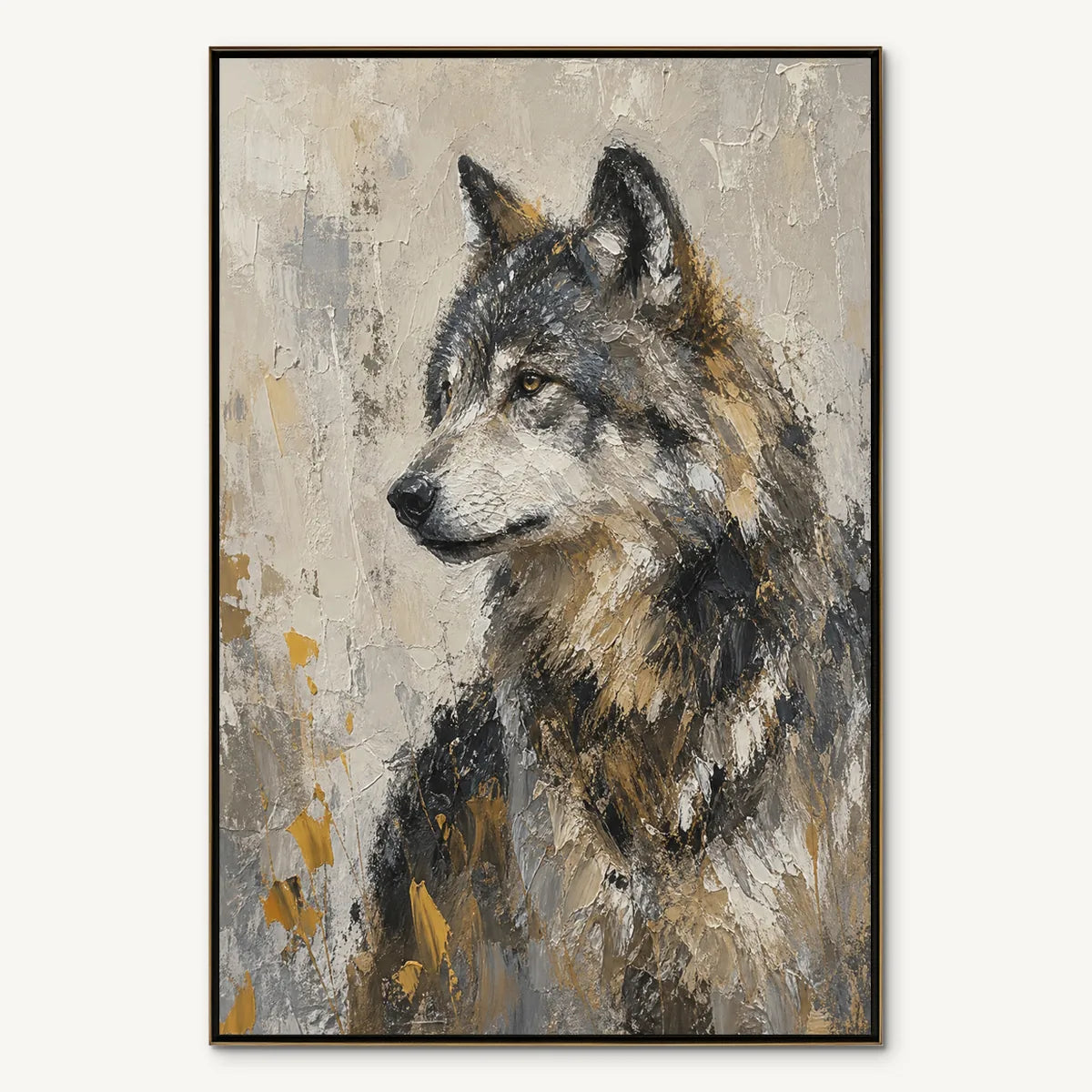 GREY ALPHA: Textured Wolf Portrait Painting