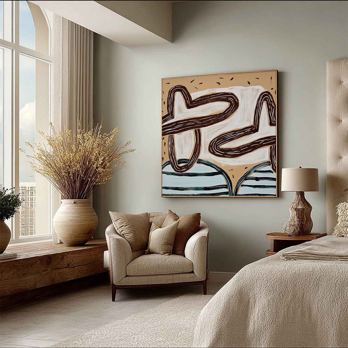 GROUNDED FLOW: Wabi Sabi Inspired Abstract Painting with Earthy Tones