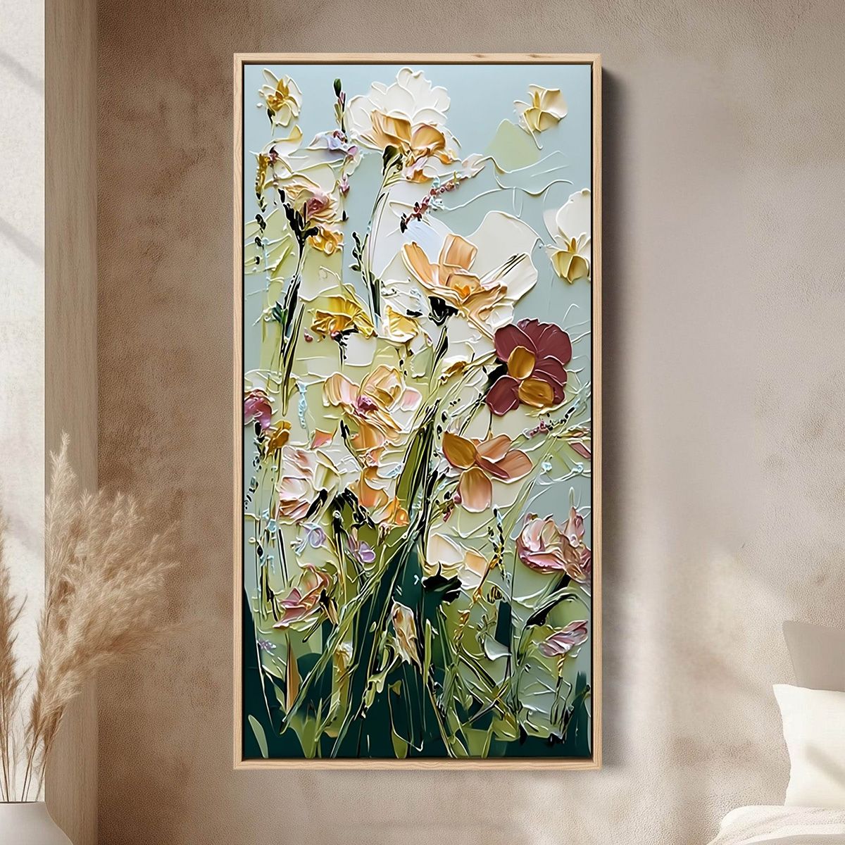 Garden Serenade Impasto Floral Painting | Textured Oil Wall Art