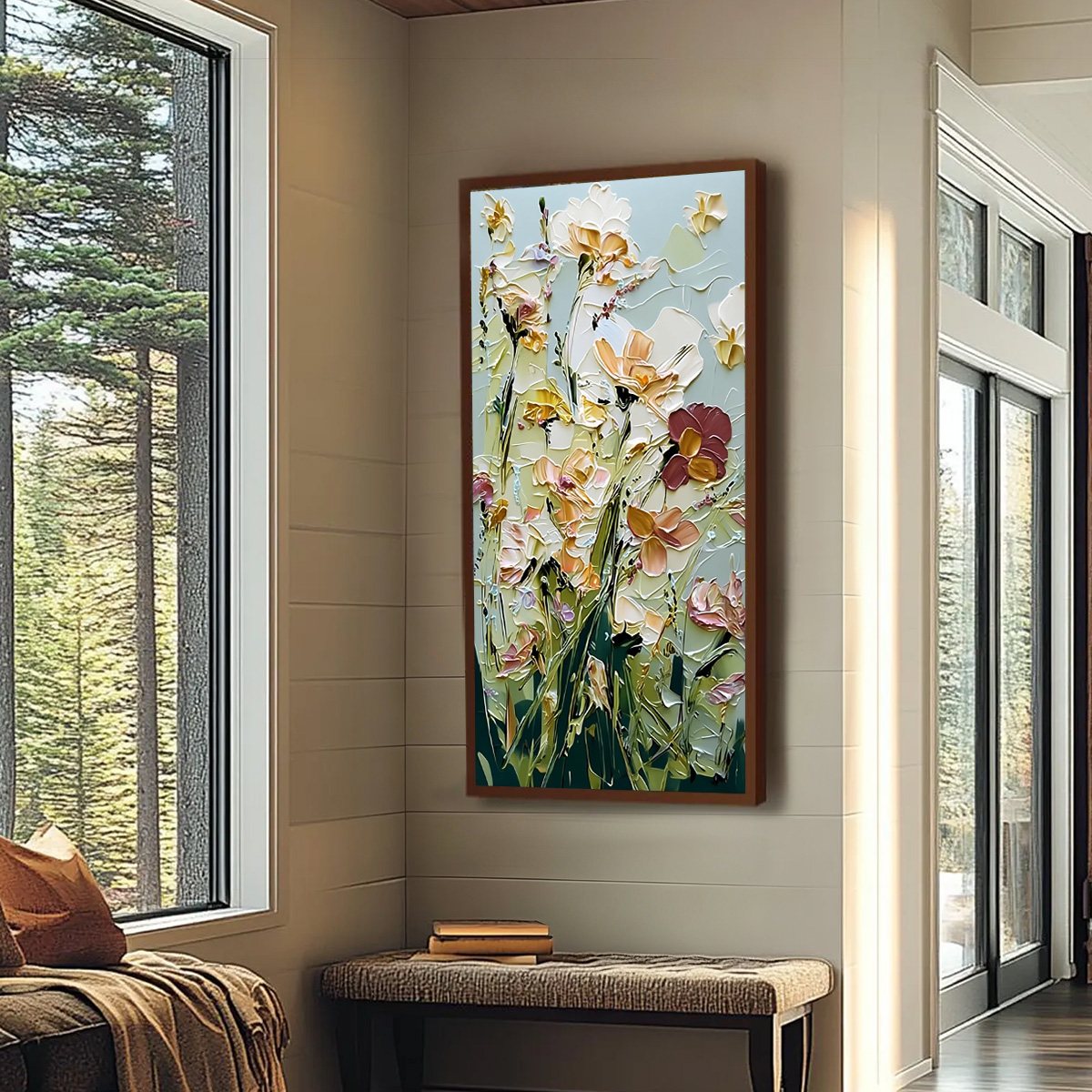 Garden Serenade Impasto Floral Painting | Textured Oil Wall Art