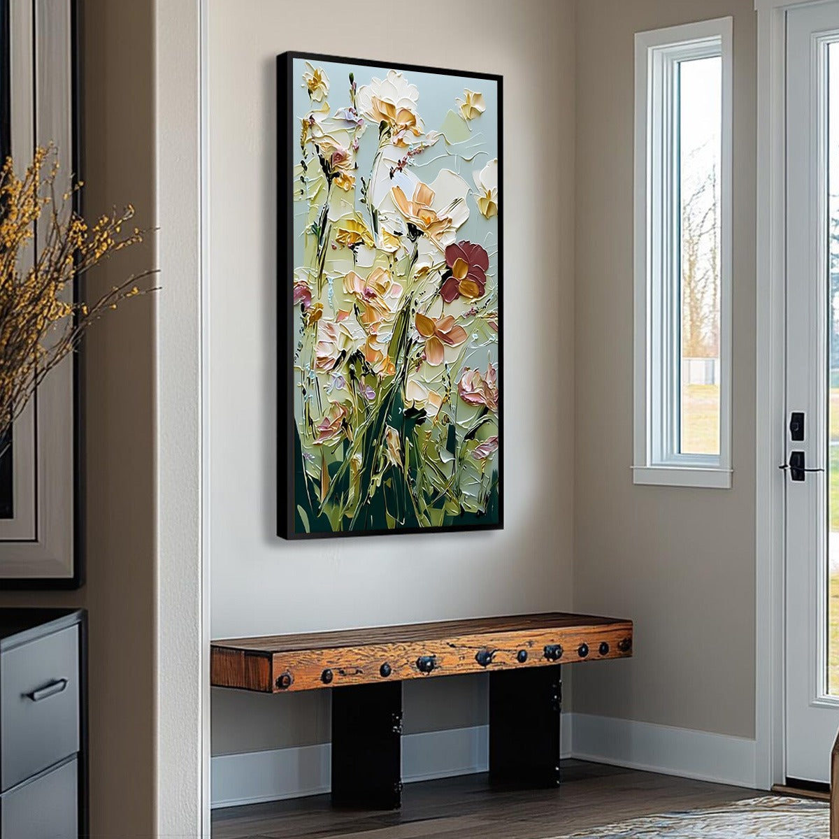 Garden Serenade Impasto Floral Painting | Textured Oil Wall Art