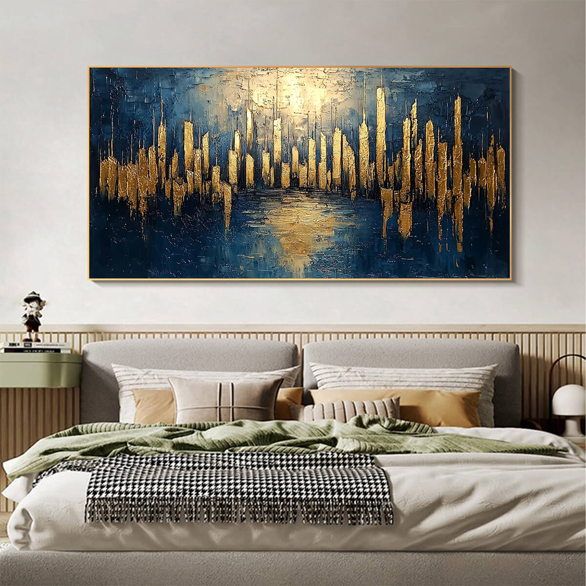 GOLDEN METROPOLIS: Panoramic Cityscape Oil Painting