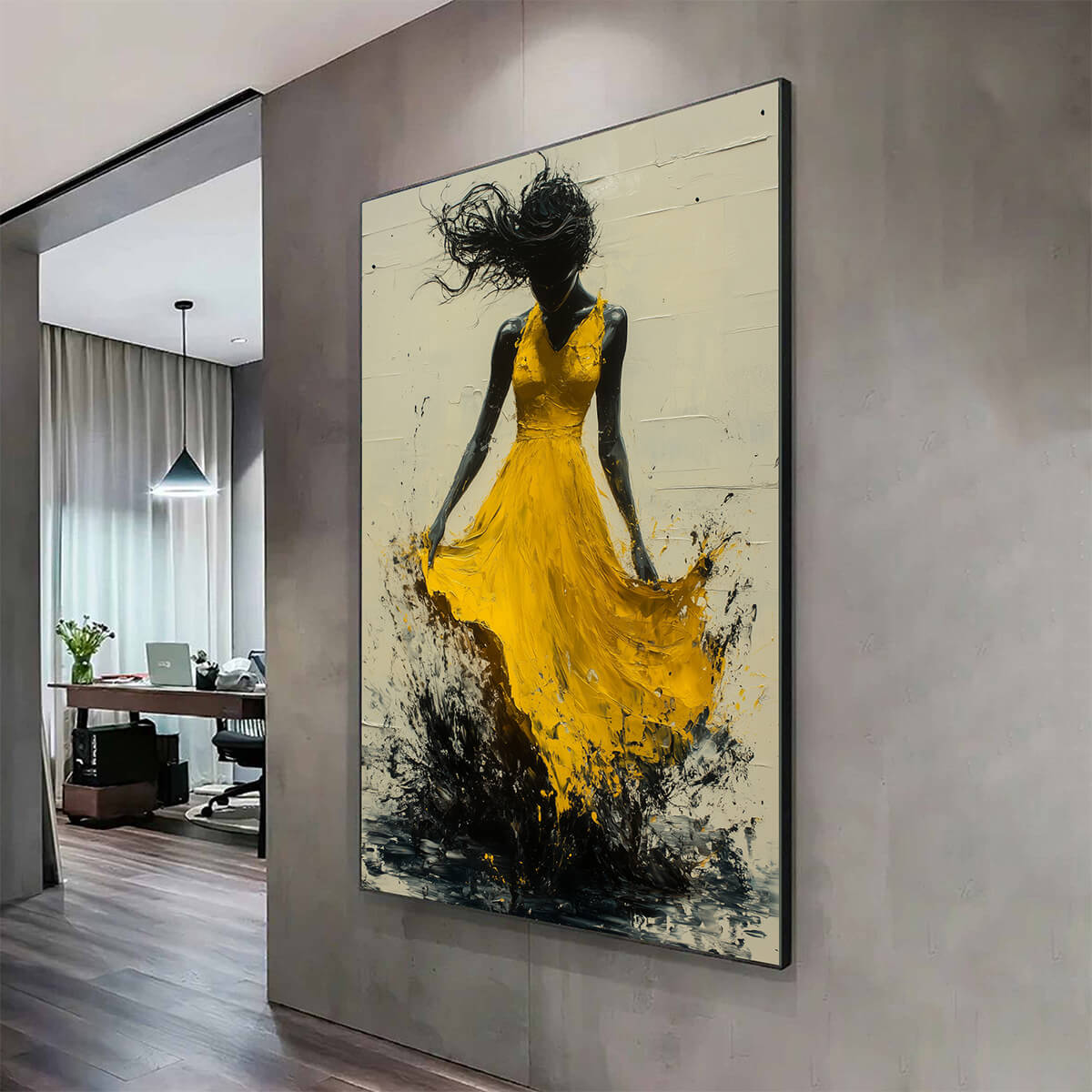 Golden Whirl: Textured Impasto Figurative Oil Painting Canvas Wall Art Woman Portrait Decor Golden Whirl: Textured Impasto Figurative Oil Painting Canvas Wall Art Woman Portrait Decor