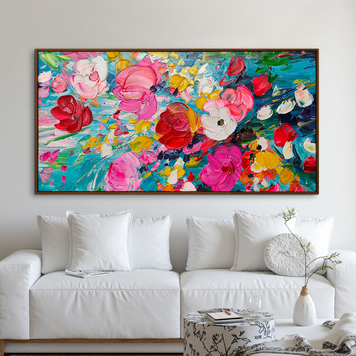 Ready to Ship ｜Hand-Painted Floral Oil Painting - Vibrant Garden Art