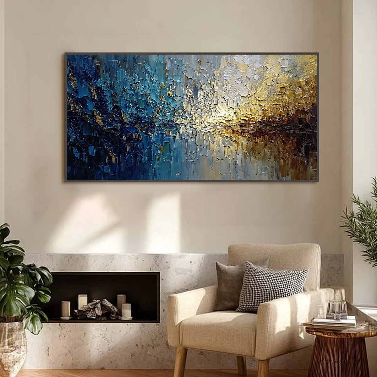 HARBOR DAWN: Heavy Texture Abstract Cityscape Oil Painting