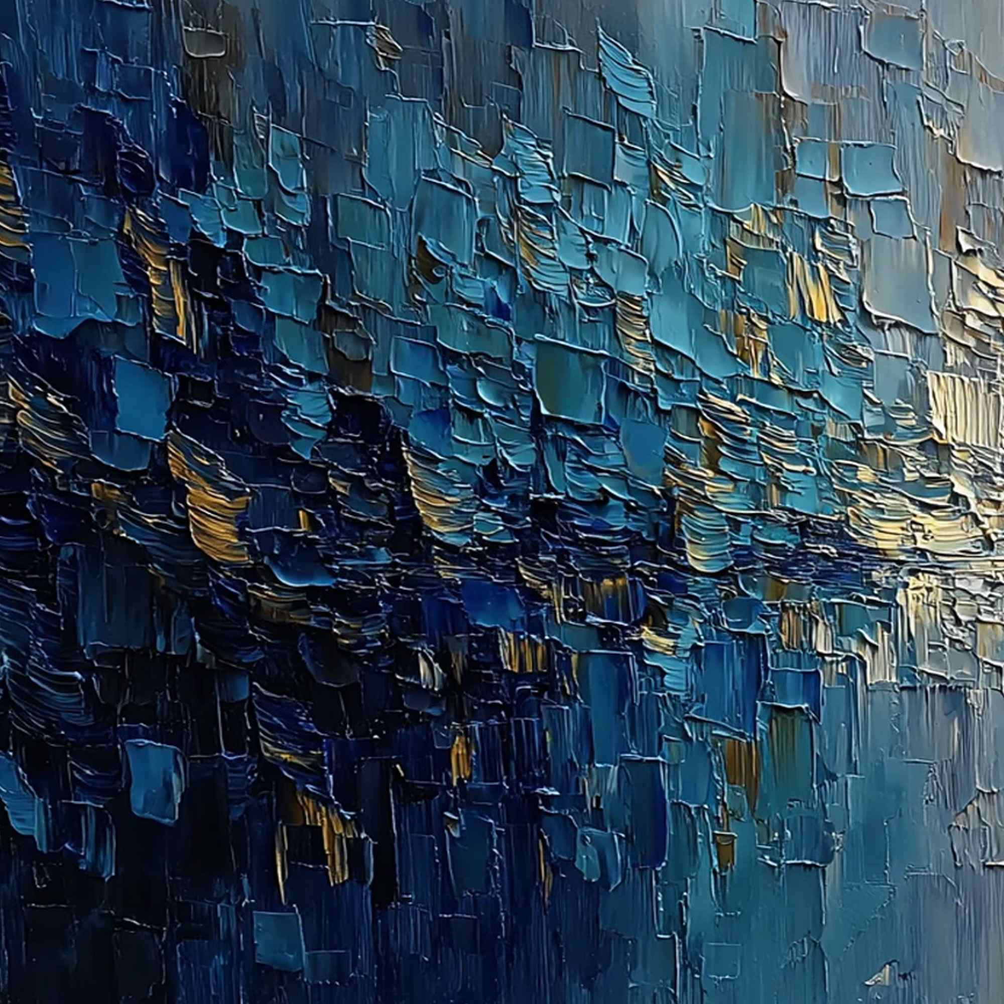 HARBOR DAWN: Heavy Texture Abstract Cityscape Oil Painting