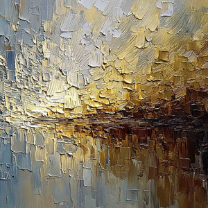 HARBOR DAWN: Heavy Texture Abstract Cityscape Oil Painting