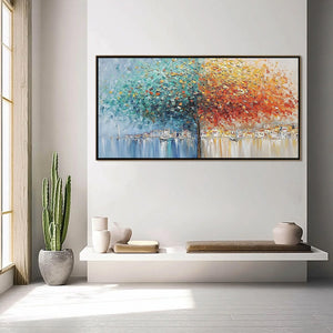 HARBOR OF HUES: Textured Palette Knife Painting of a Coastal Town
