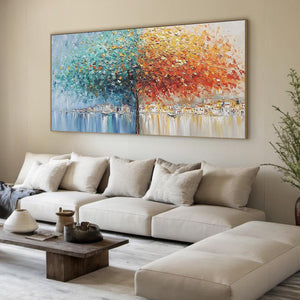 HARBOR OF HUES: Textured Palette Knife Painting of a Coastal Town