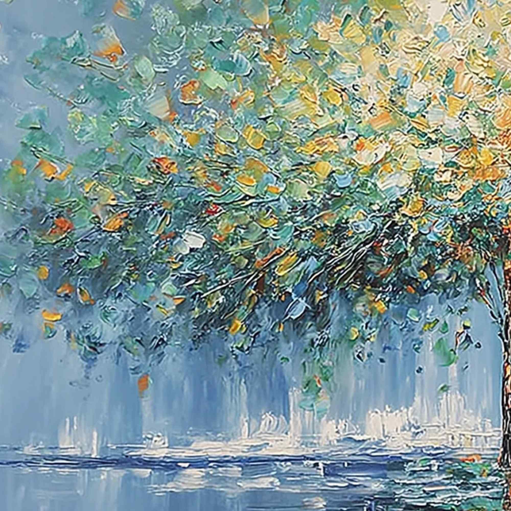 HARMONY IN TRANSITION: Colorful Palette Knife Tree Landscape Oil Painting