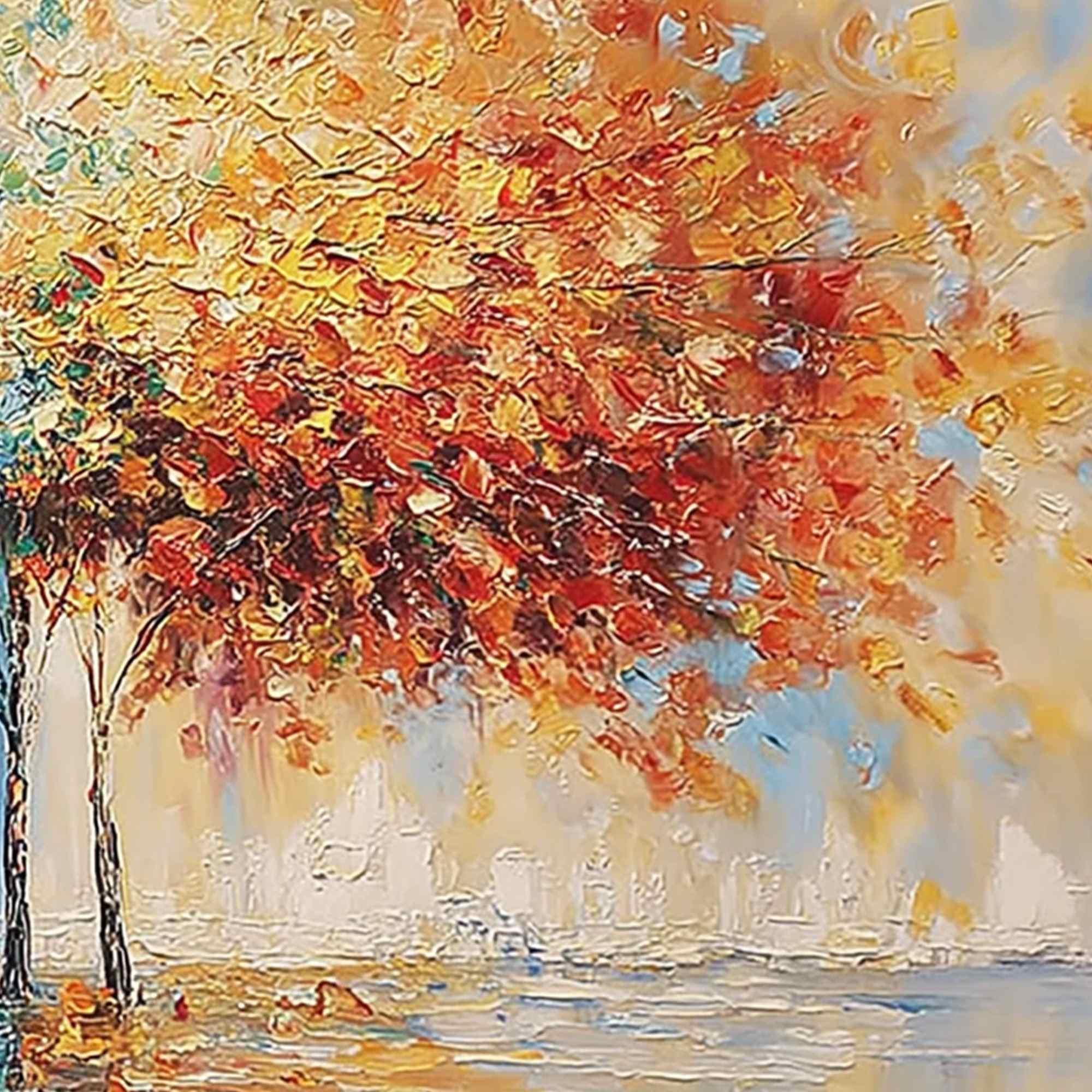 HARMONY IN TRANSITION: Colorful Palette Knife Tree Landscape Oil Painting