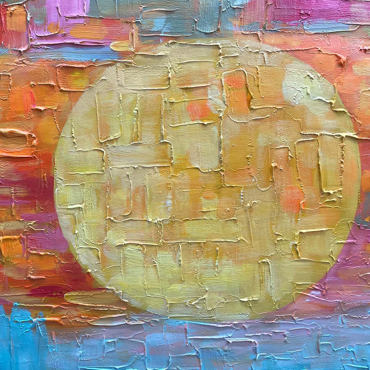 HARVEST MOON: Textured Impasto Landscape Oil Painting