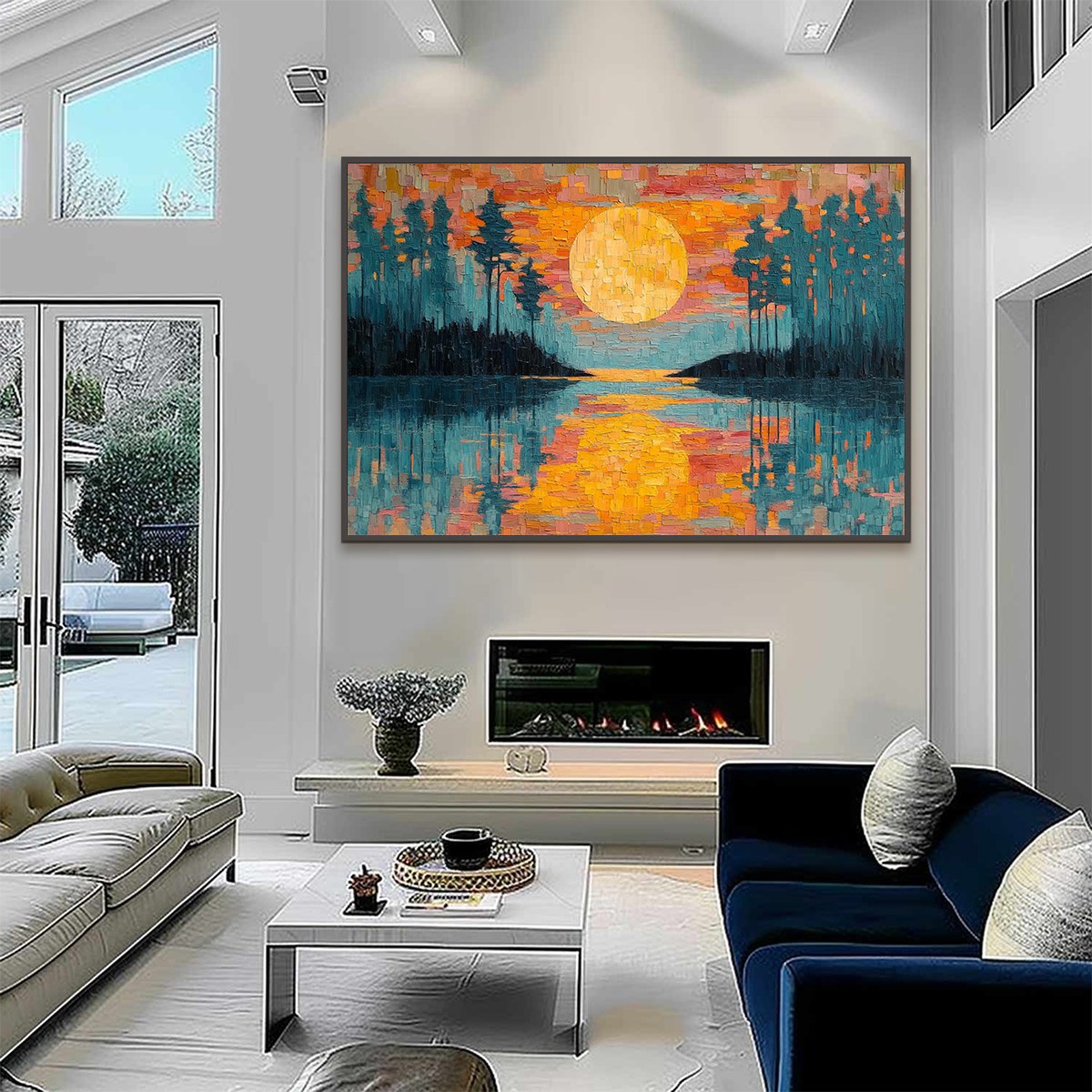 HARVEST MOON: Textured Impasto Landscape Oil Painting