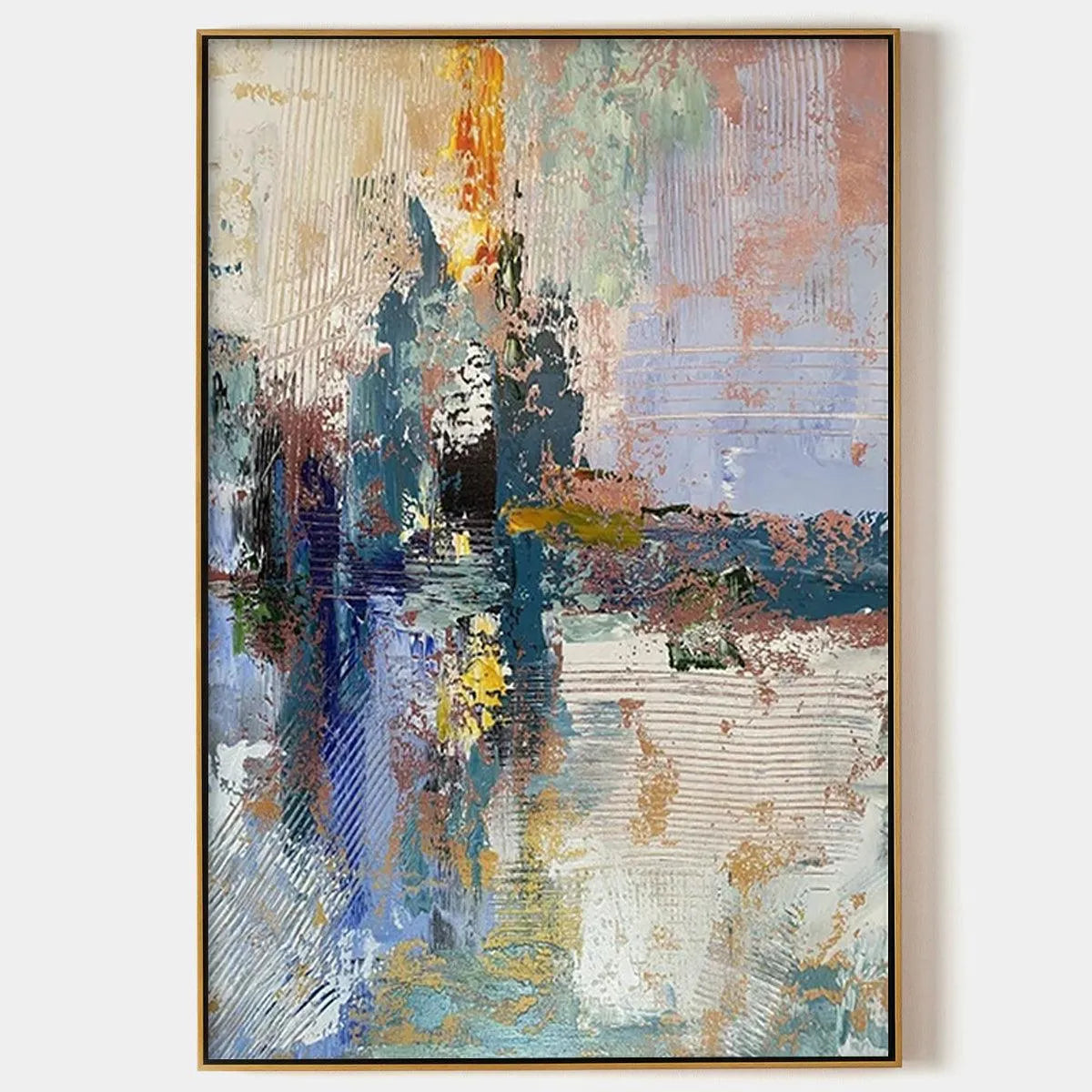 Colorful Abstract Painting, Textured Wall Art, Vertical Canvas, Modern Art