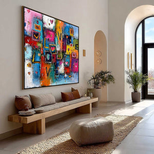 HEARTBEAT SYMPHONY: Colorful Abstract Love & Hearts Impasto Painting