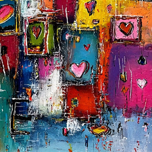 HEARTBEAT SYMPHONY: Colorful Abstract Love & Hearts Impasto Painting