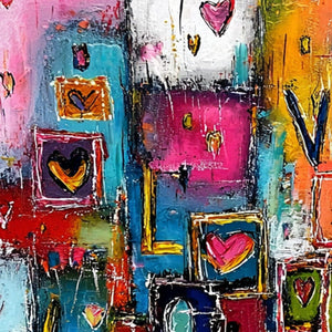 HEARTBEAT SYMPHONY: Colorful Abstract Love & Hearts Impasto Painting