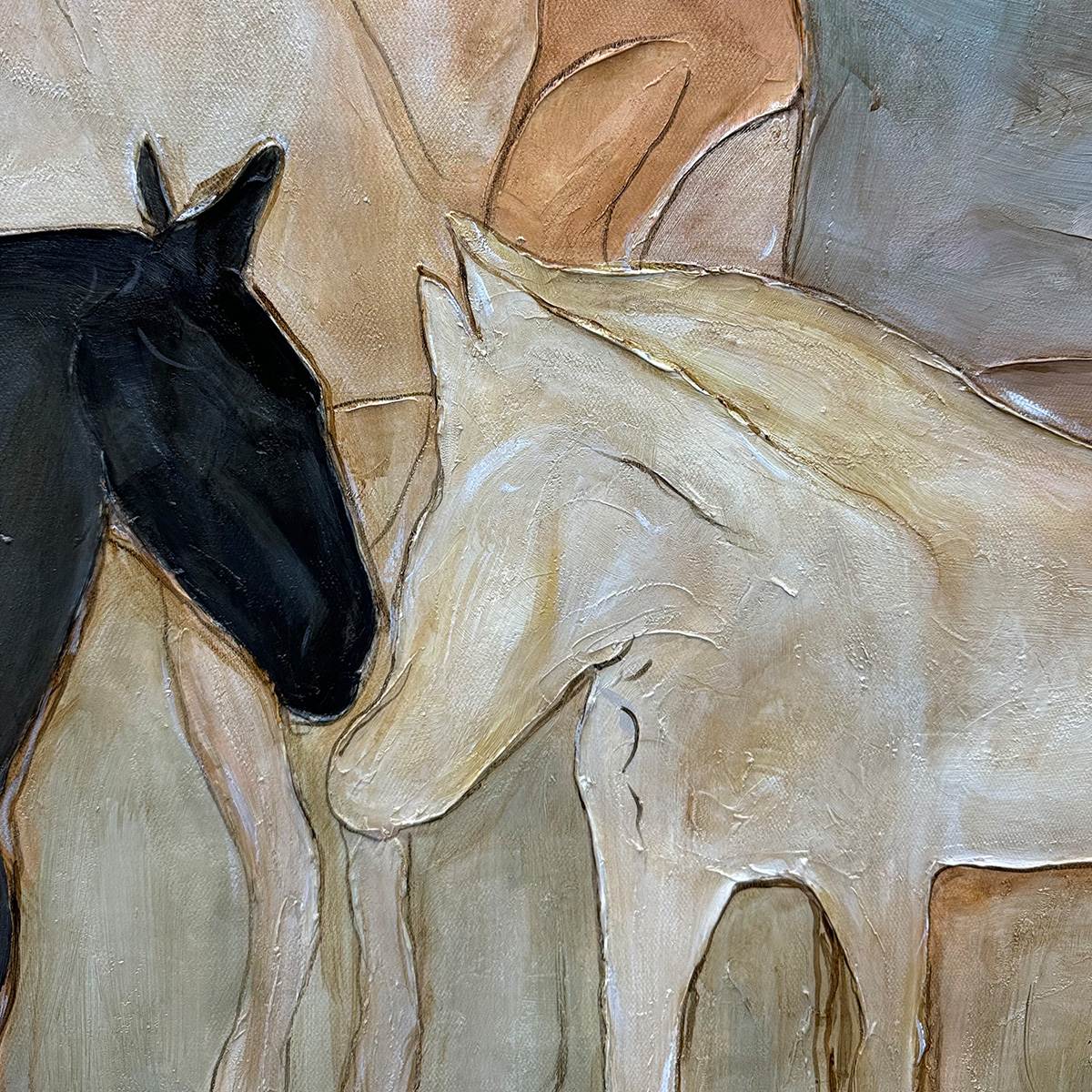 HERD WHISPERS: Figurative Textured Horse Painting