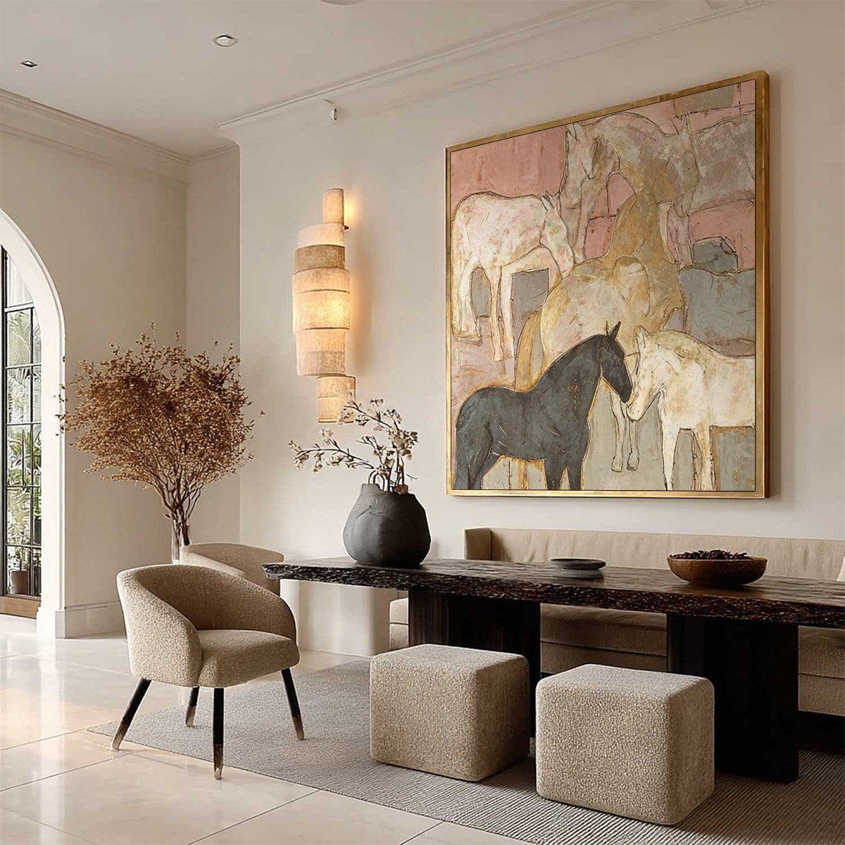 HERD WHISPERS: Figurative Textured Horse Painting