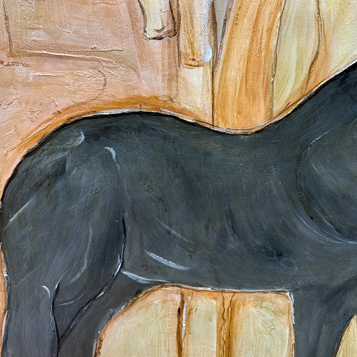 Herd Whispers oil painting – textured horse figurative wall art