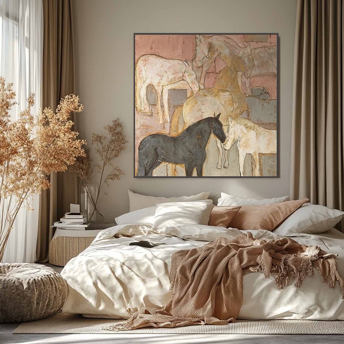 HERD WHISPERS: Figurative Textured Horse Painting