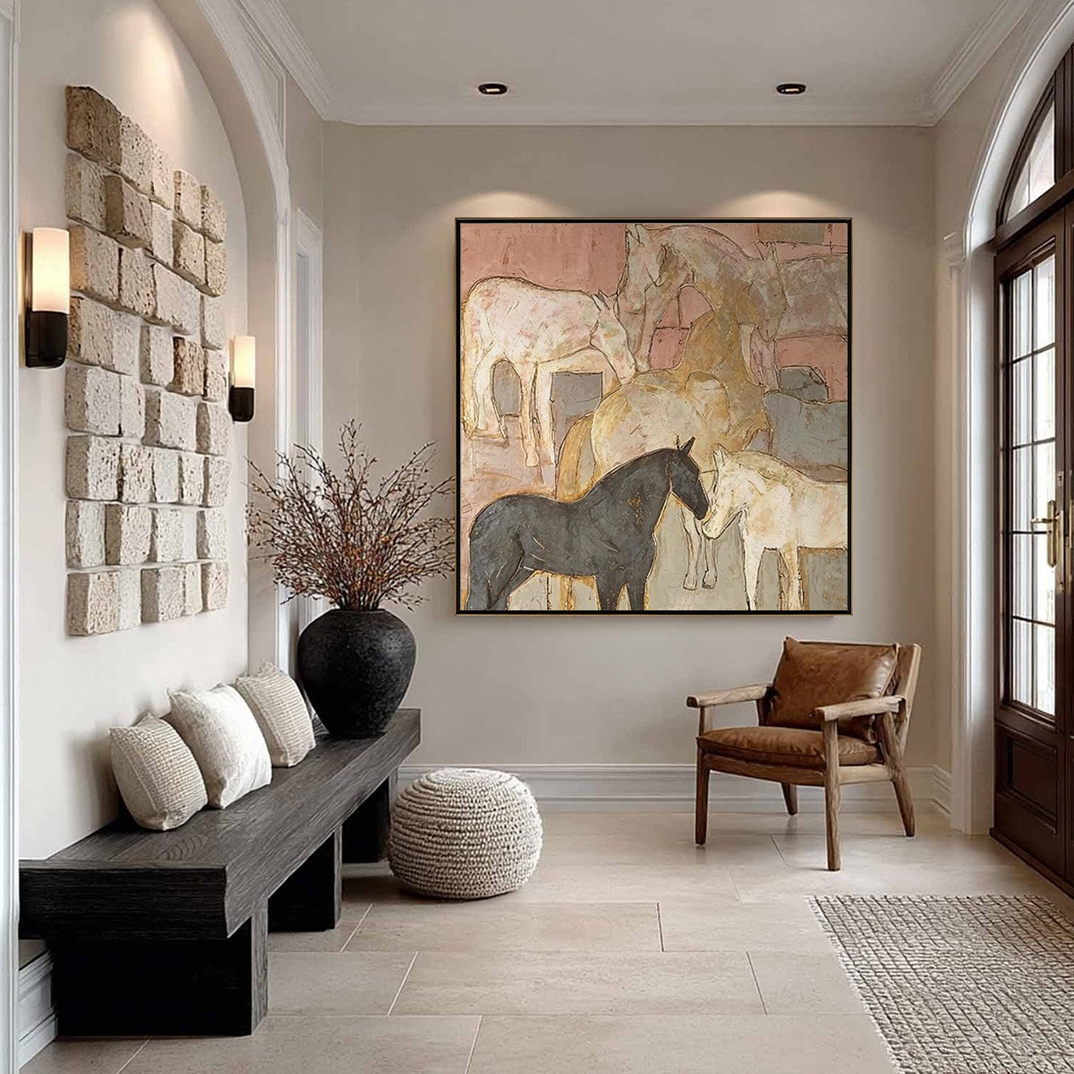 HERD WHISPERS: Figurative Textured Horse Painting