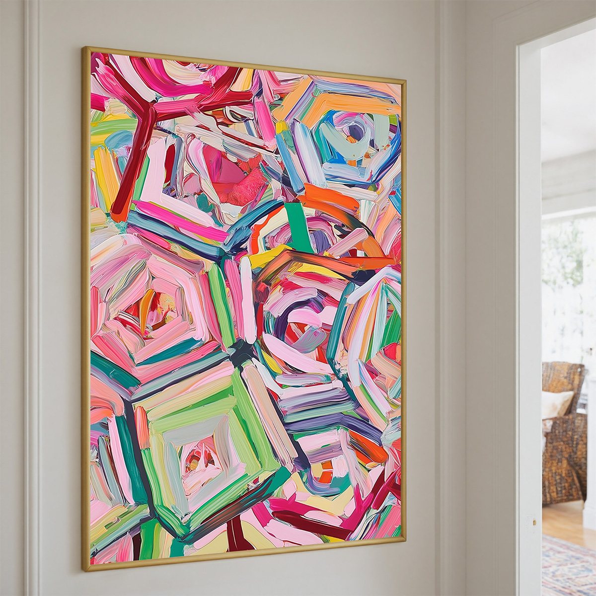 SALE / asymmetrical harmony 【静物画　現代アート】 Hexagonal Harmony: Textured Abstract Impasto Oil Painting – MontCarta