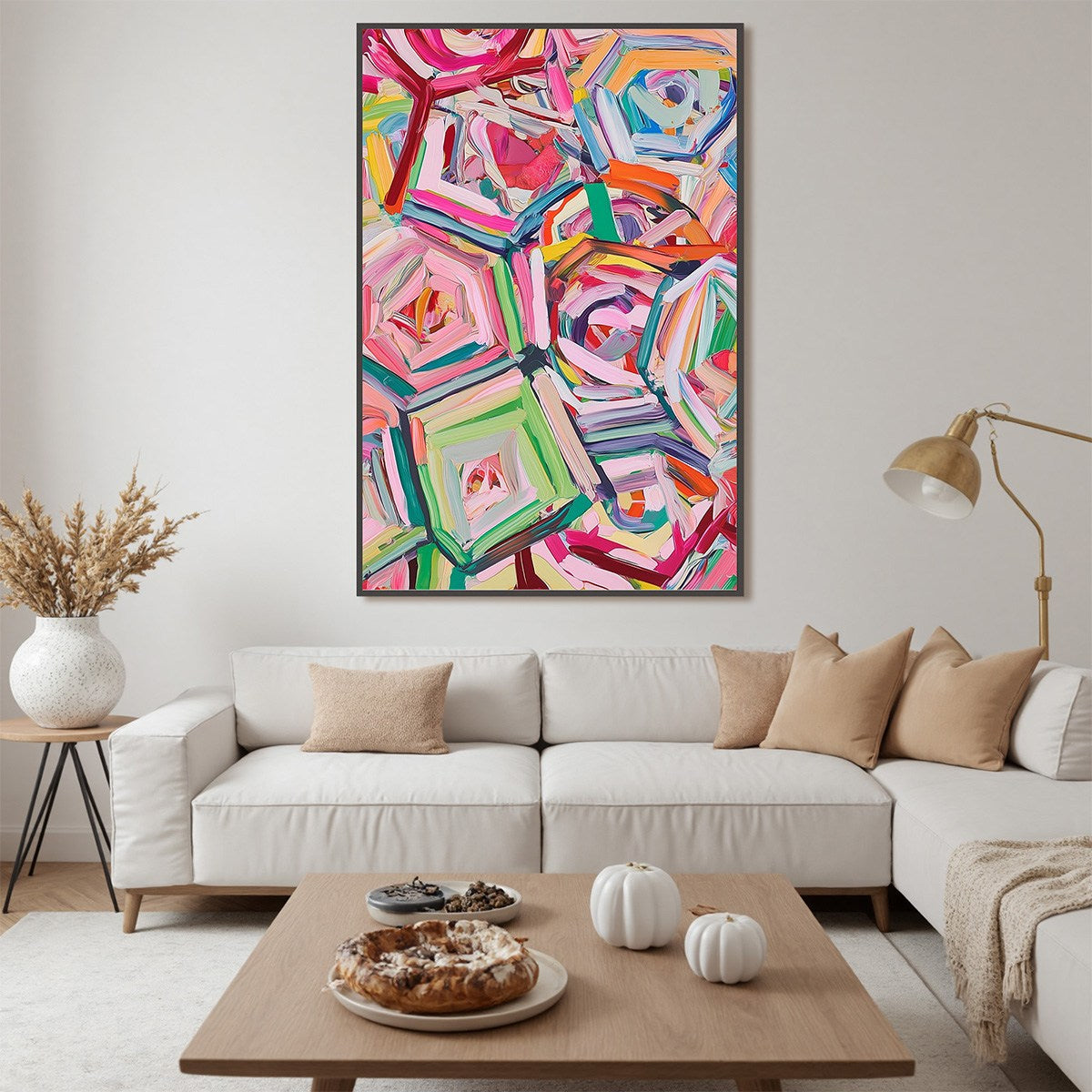 HEXAGONAL HARMONY Textured Abstract Impasto Oil Painting