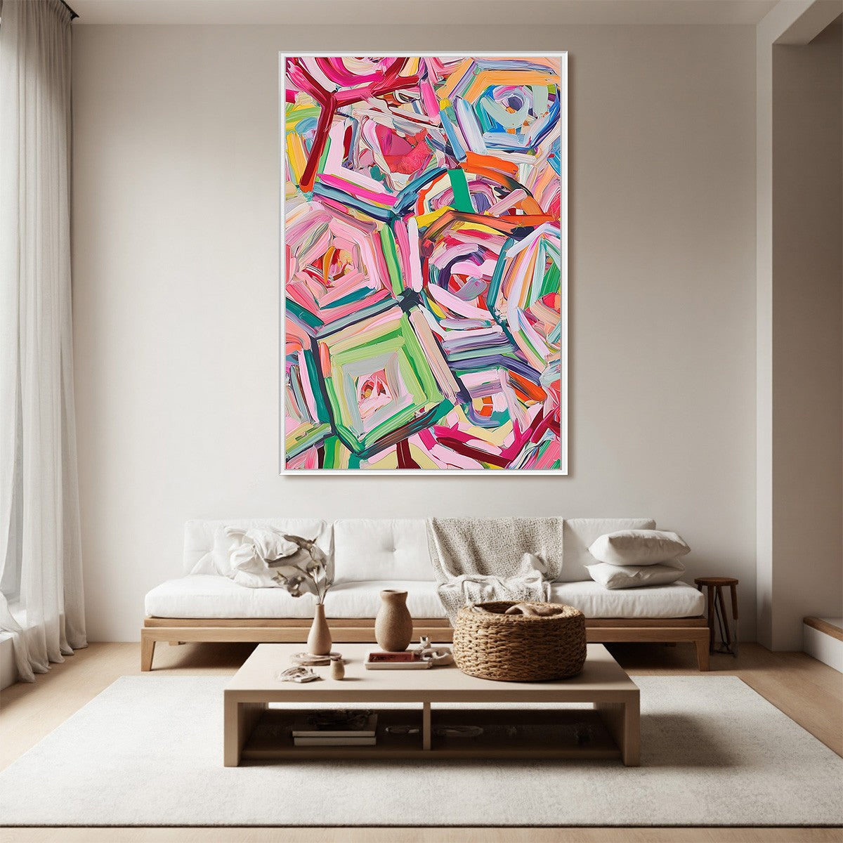 HEXAGONAL HARMONY Textured Abstract Impasto Oil Painting