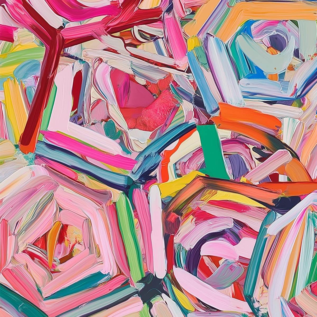 Hexagonal Harmony: Textured Abstract Impasto Oil Painting – MontCarta