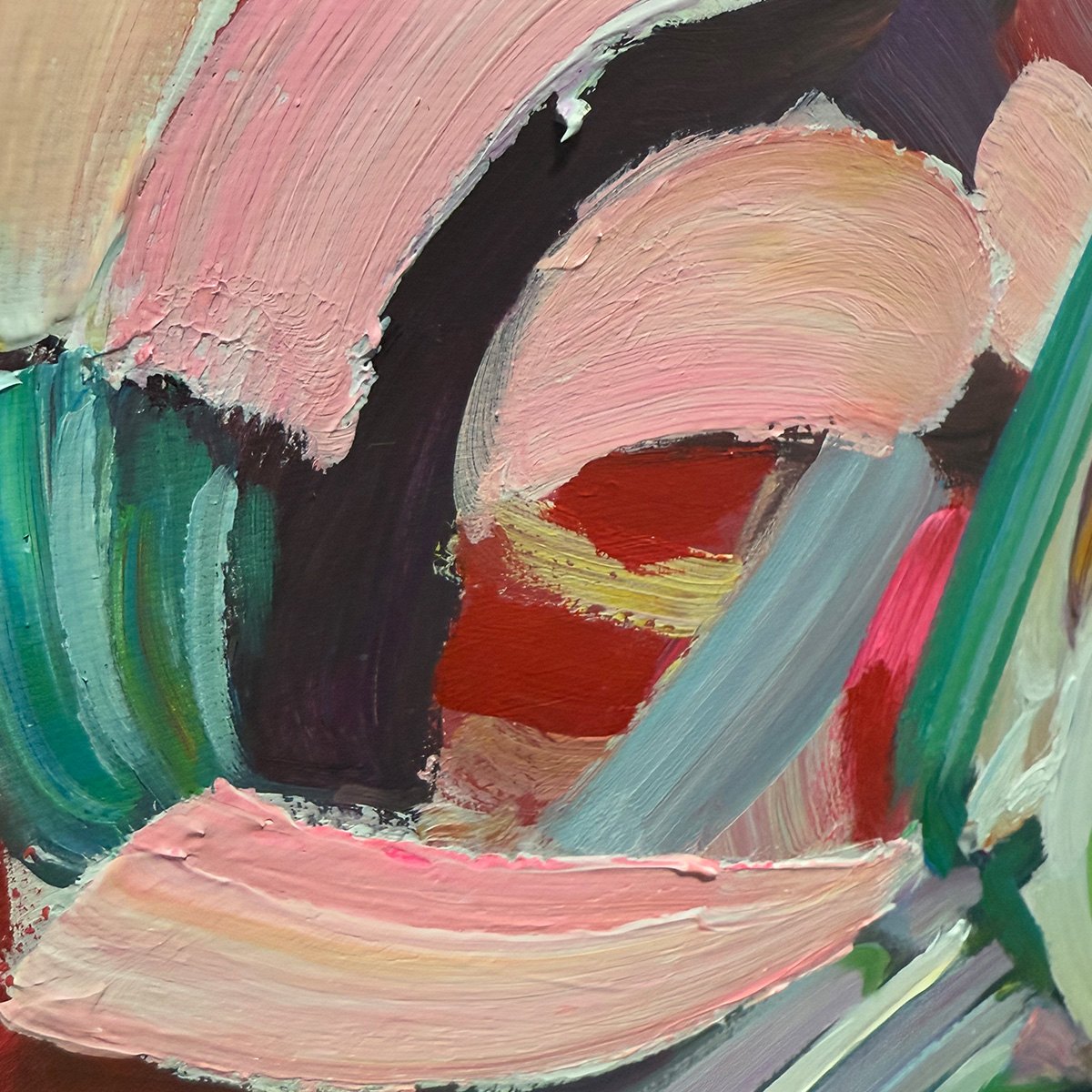 Hexagonal Harmony: Textured Abstract Impasto Oil Painting