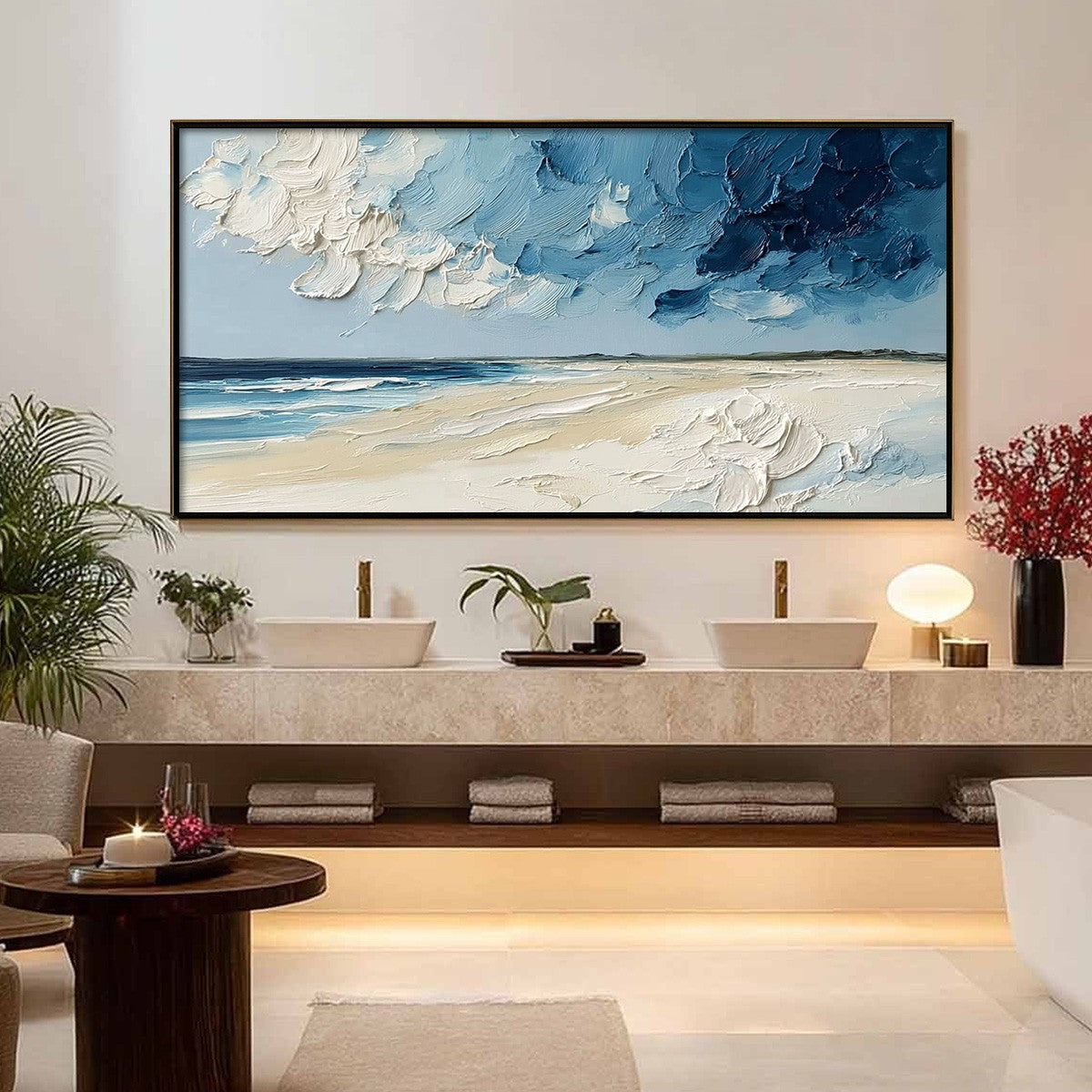HORIZON'S BREATH: Textured Impasto Coastal Landscape Oil Painting